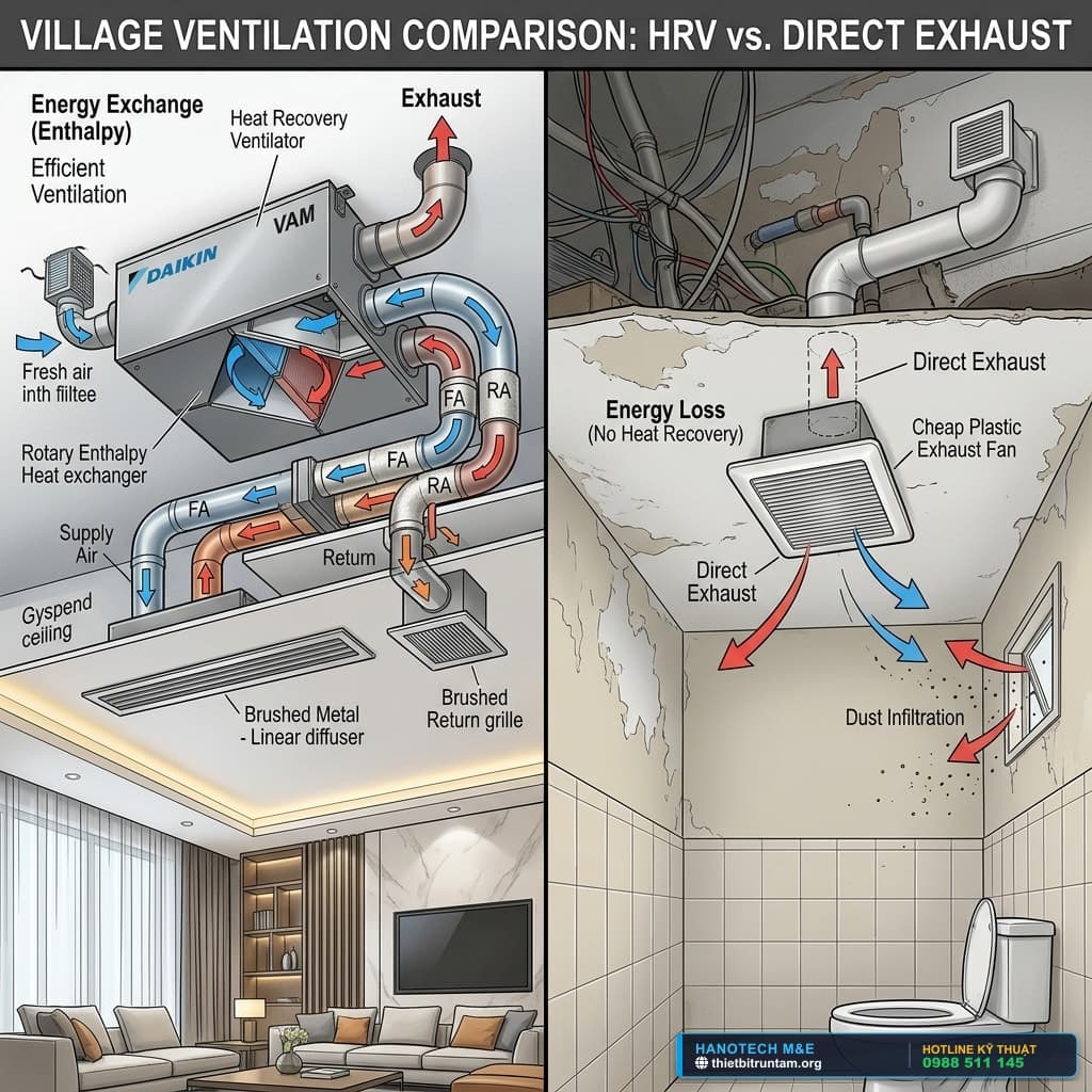 So Sánh Thông Gió Thu Hồi Nhiệt Daikin VAM Và Quạt Hút Gió Thô...