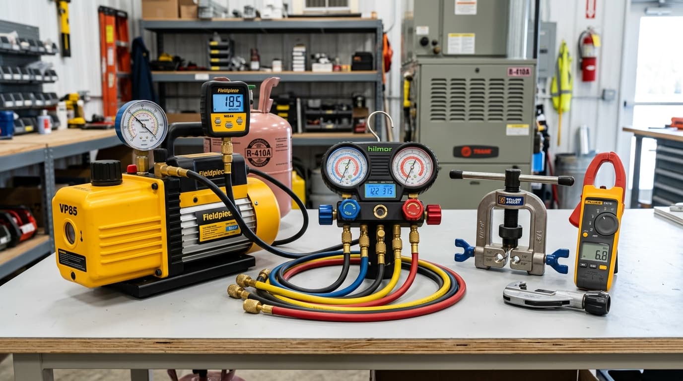 Kỹ sư Cơ Điện Hanotech thực hiện kỹ thuật hàn ống đồng thổi khí Nitơ trơ bảo vệ chống vảy oxit đồng cho hệ Daikin VRV