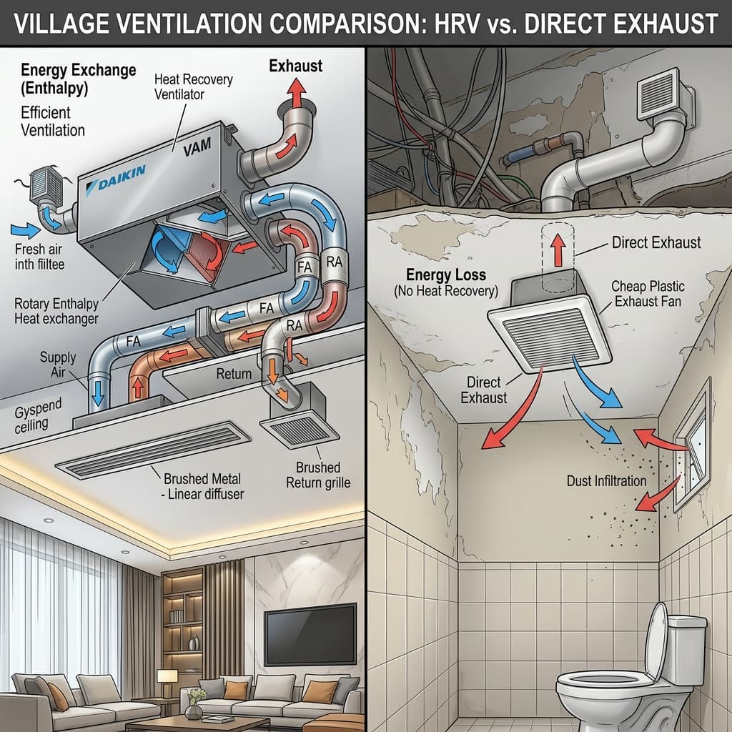 So Sánh Thông Gió Thu Hồi Nhiệt Daikin VAM Và Quạt Hút Gió Thông Thường