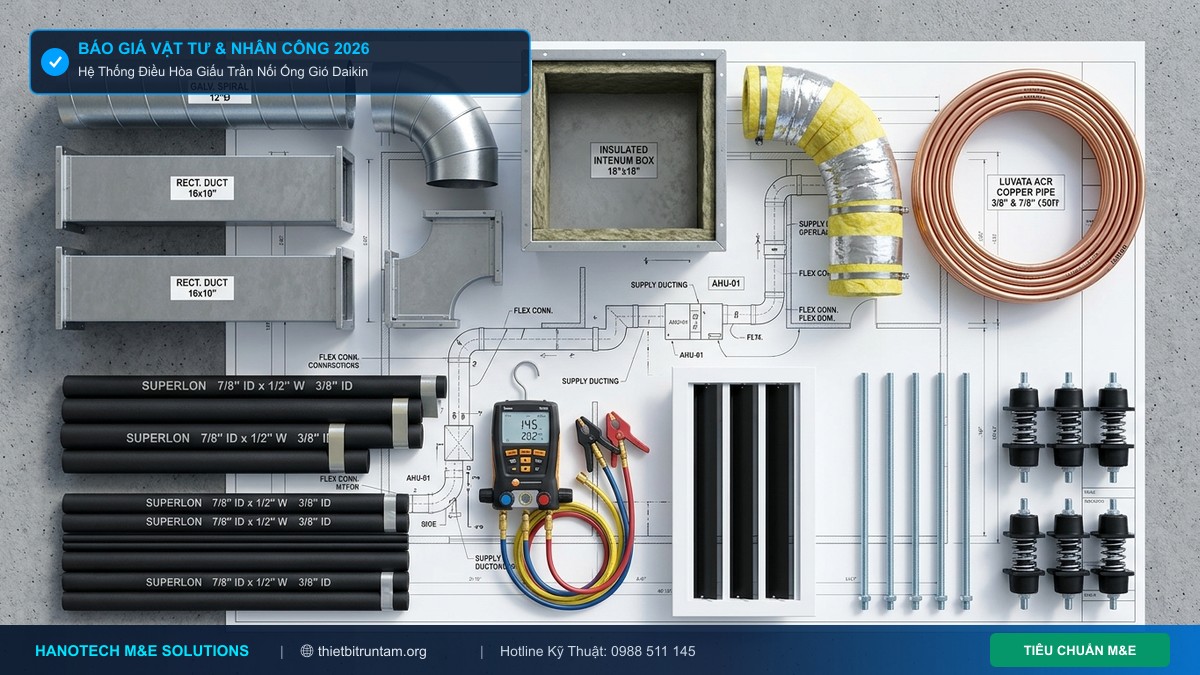 Báo Giá Chi Tiết Vật Tư & Nhân Công Điều Hòa Nối Ống Gió Daikin