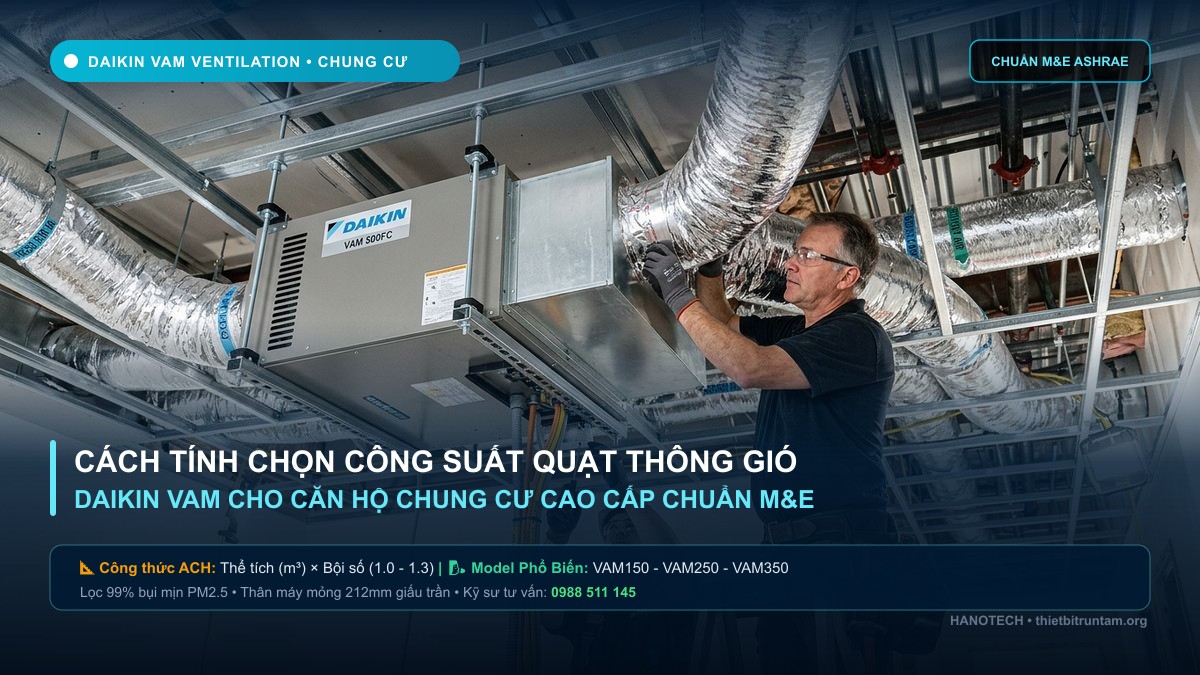 Cách Chọn Công Suất m³/h Quạt Thông Gió Daikin VAM Cho Chung Cư