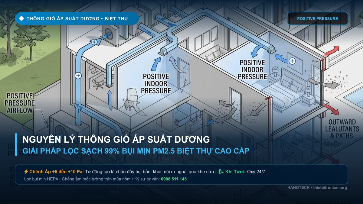 Nguyên Lý Thông Gió Áp Suất Dương Chống Bụi Mịn Biệt Thự M&E