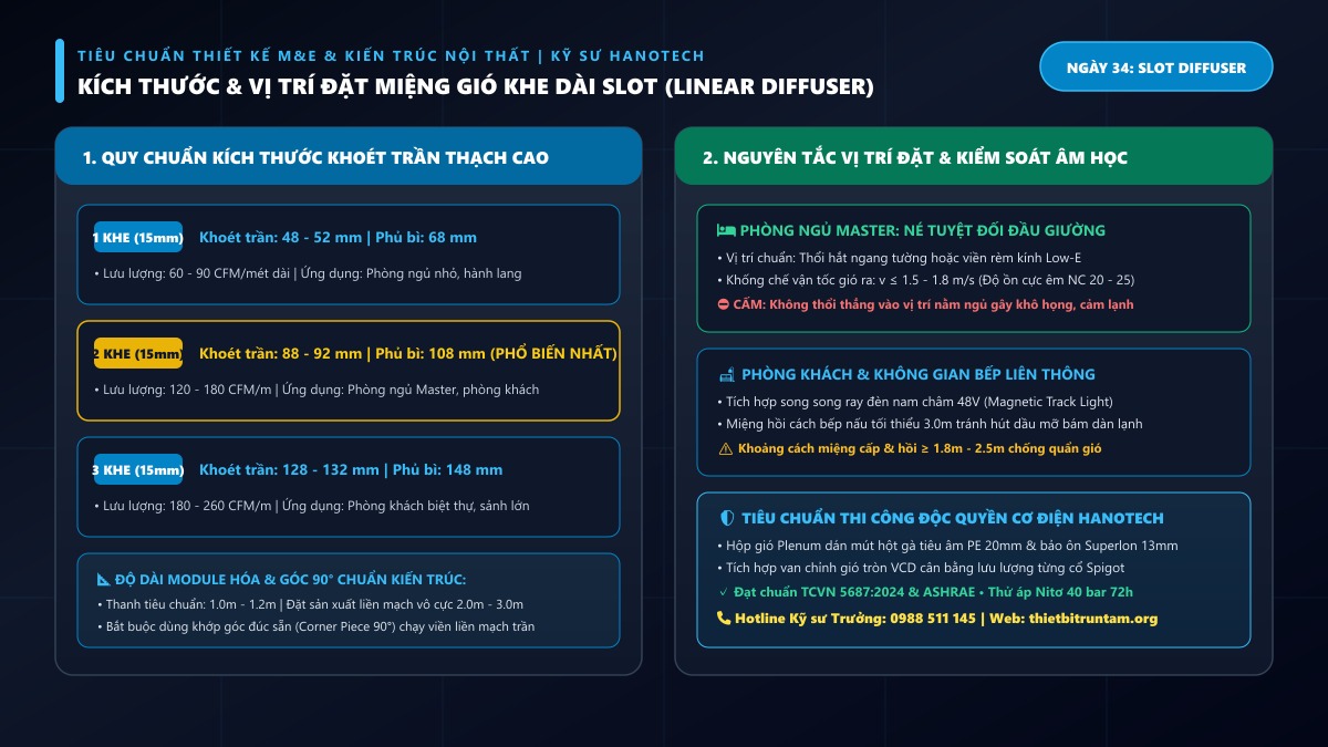 Kích Thước & Vị Trí Đặt Miệng Gió Khe Dài Slot Chuẩn Kiến Trúc