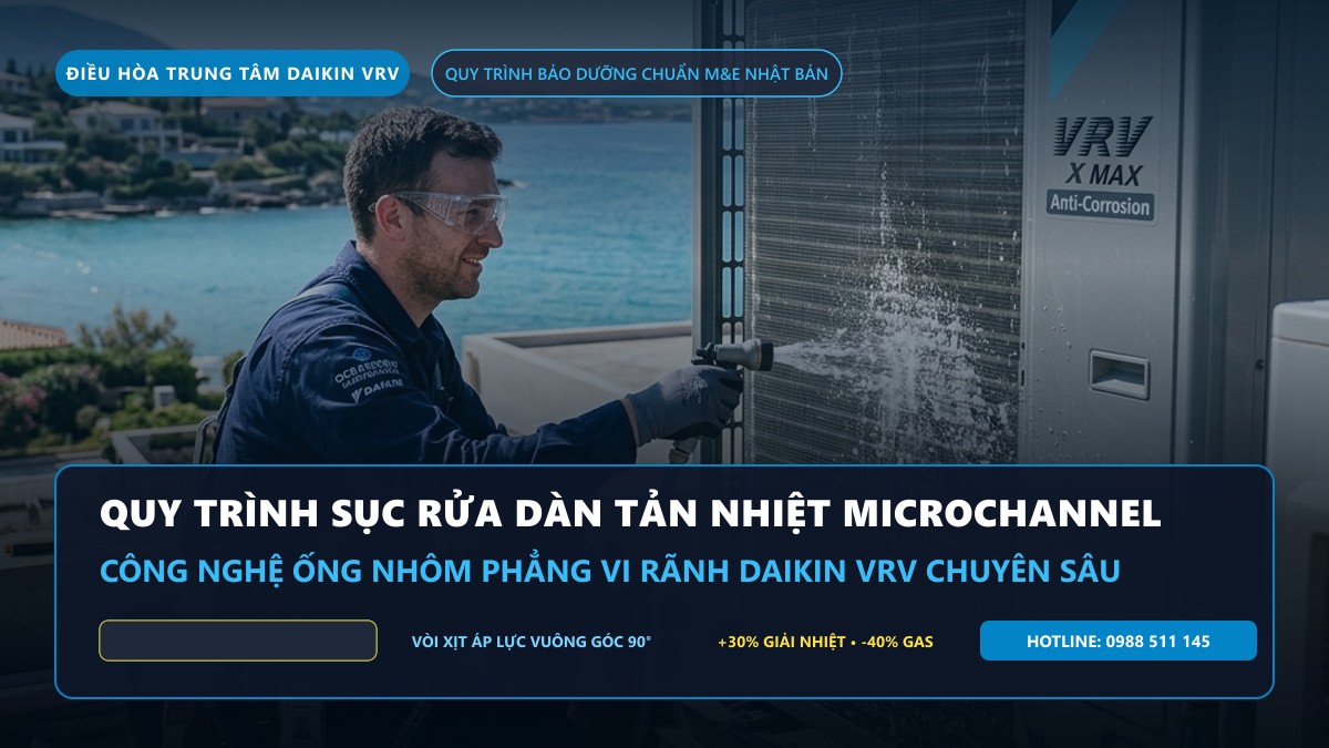 Quy Trình Sục Rửa Dàn Tản Nhiệt Microchannel Daikin VRV Chuẩn M&E