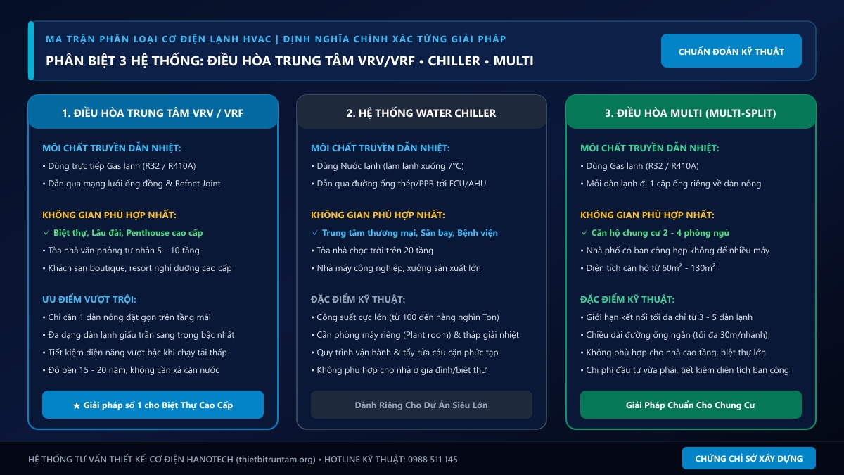 So Sánh Nên Lắp Điều Hòa Trung Tâm VRV, Multi Hay Cục Bộ? Bảng Phân Tích Chi Phí & Thẩm Mỹ 2026