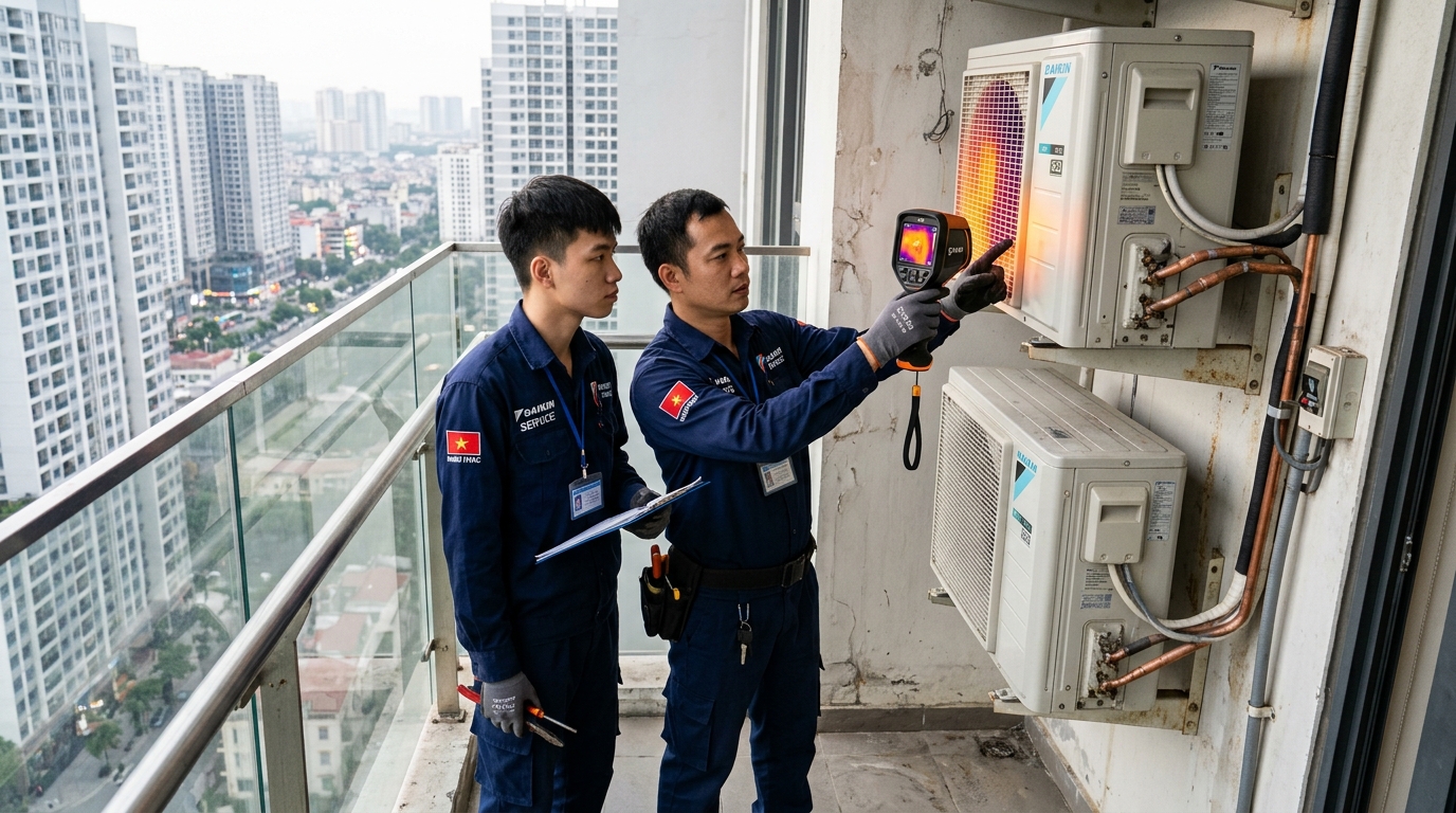 Xử Lý Quẩn Nhiệt Cục Nóng Điều Hòa Ban Công Chung Cư Hà Nội: Mặt Nạ Hướng Gió & Multi Daikin